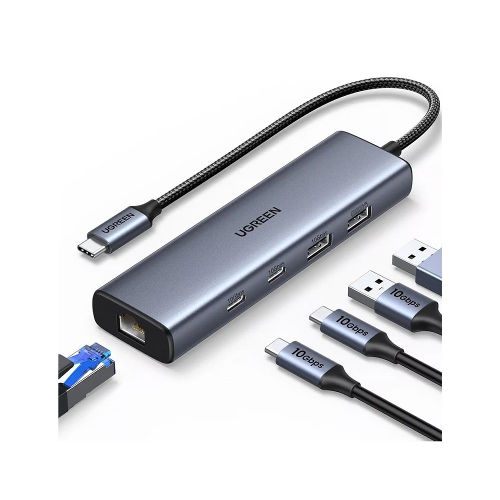 UGREEN 45320 USB C to Ethernet Adapter, 10Gbps Data Port 6-in-1 Hub Ethernet